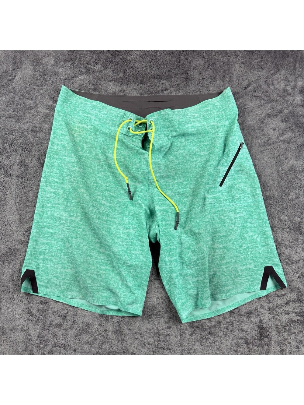 Lululemon Current State Board Shorts Size 34 Textured Green Unlined Beach Swim